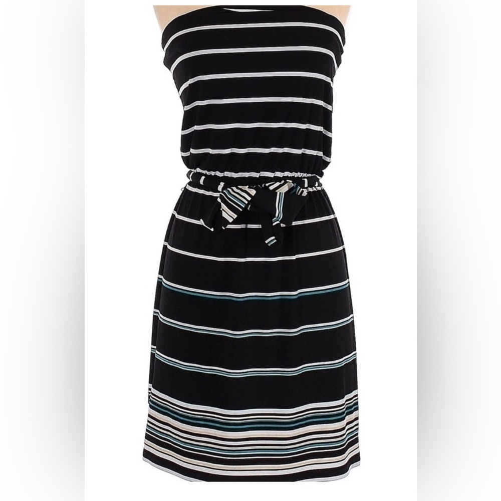 White House Black Market Black strapless striped dress size L
